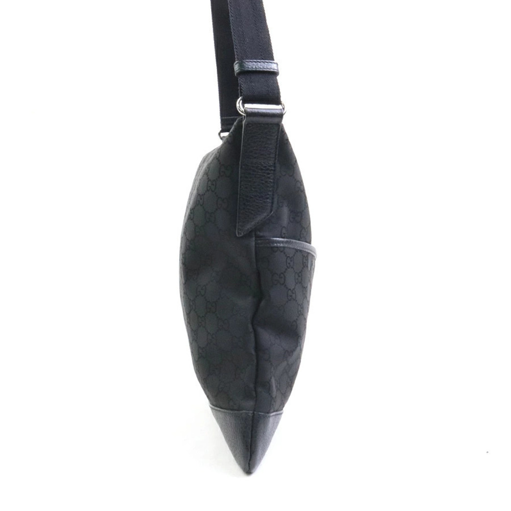 Gucci Silver GG Canvas Shoulder Crossbody Black Bag